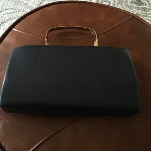 Chic Navy Clutch with Gold Handle